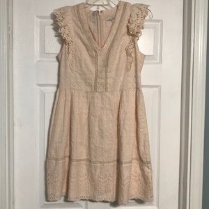 LOFT lace dress, pale pink color.